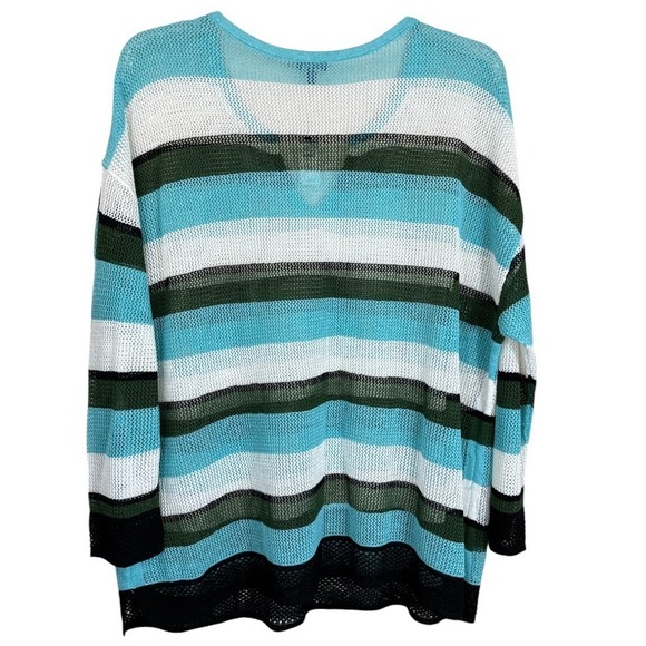 NEW Talbots Split Neck Mesh Knit Striped Top Size 3X Summer Lightweight Coastal - Picture 3 of 10